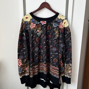 JOHNNY WAS Stunning Floral SWEATSHIRT * Size XL